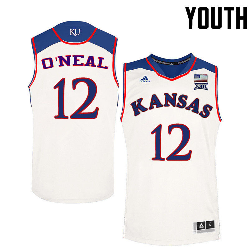 Youth Kansas Jayhawks #12 Timeka ONeal College Basketball Jerseys-White